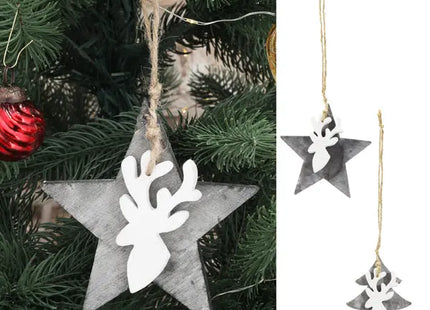 Weihnachtshänger Rentier-Design, Grau/Weiß, 4er-Set TK Gruppe® Grosshandel 