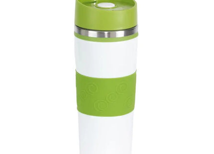 Stilvoller Isolierbecher ARABICA - Hellgrün/Weiß, Hält Getränke lange heiß oder kalt TK Gruppe® Grosshandel 