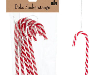 Hübsche Zuckergussstangen - 5er Set, Rot/Weiß, ca. 12cmH | Festliche Deko für Weihnachten TK Gruppe® Grosshandel 
