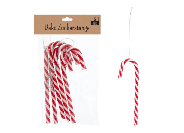Hübsche Zuckergussstangen - 5er Set, Rot/Weiß, ca. 12cmH | Festliche Deko für Weihnachten TK Gruppe® Grosshandel 