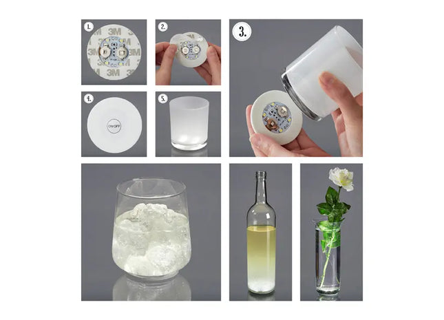 Weiße LED-Klebeleuchte, Durchmesser ca. 6cm - Flexible Beleuchtungslösung! TK Gruppe® Grosshandel 