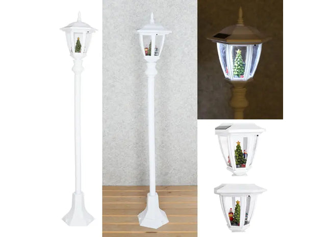 Weiße LED Solar-Weihnachtslaterne, Stilvolle Gartenbeleuchtung, 105cm TK Gruppe® Grosshandel 