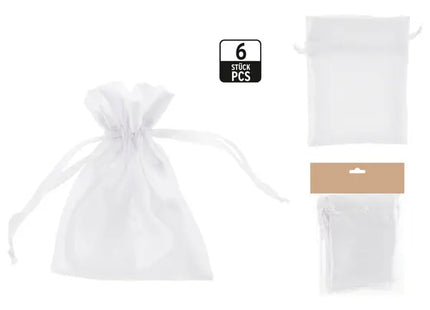 Weiße Satin Geschenkbeutel, 6er Set, Elegante Verpackung, 11x15cm TK Gruppe® Grosshandel 