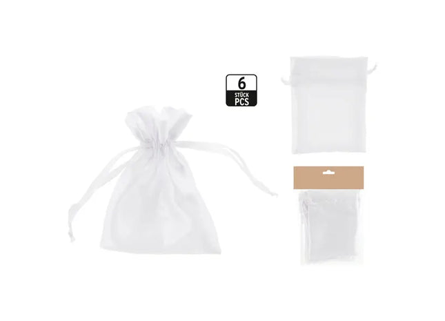 Weiße Satin Geschenkbeutel, 6er Set, Elegante Verpackung, 11x15cm TK Gruppe® Grosshandel 