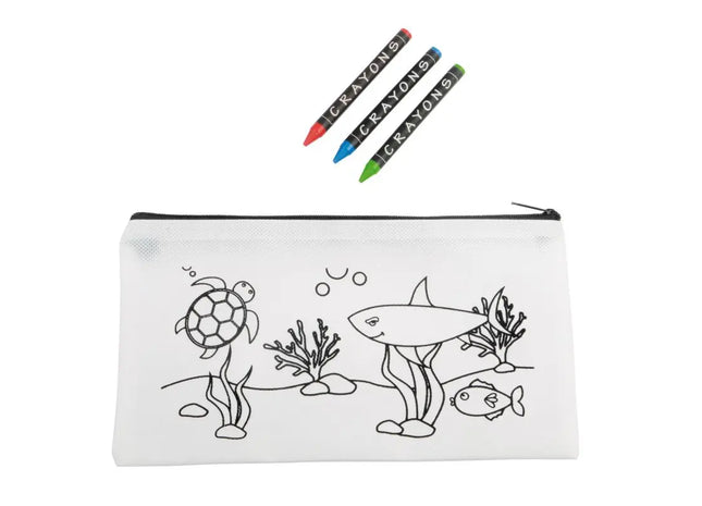 Weiße Schlampermäppchen COLOURFUL SCHOOL - Praktisches Etui für Stifte und Schreibutensilien TK Gruppe® Grosshandel 