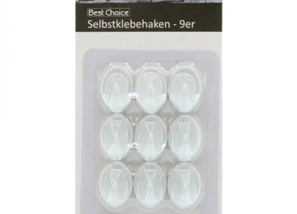 Weiße Selbstklebende Wandhaken, 2,5cm, 9er-Pack auf Karte TK Gruppe® Grosshandel 