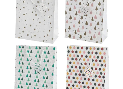 Weiße Weihnachtsgeschenktüten, Groß, 4er-Set, ca. 33cm Höhe - Festlich TK Gruppe® Grosshandel 