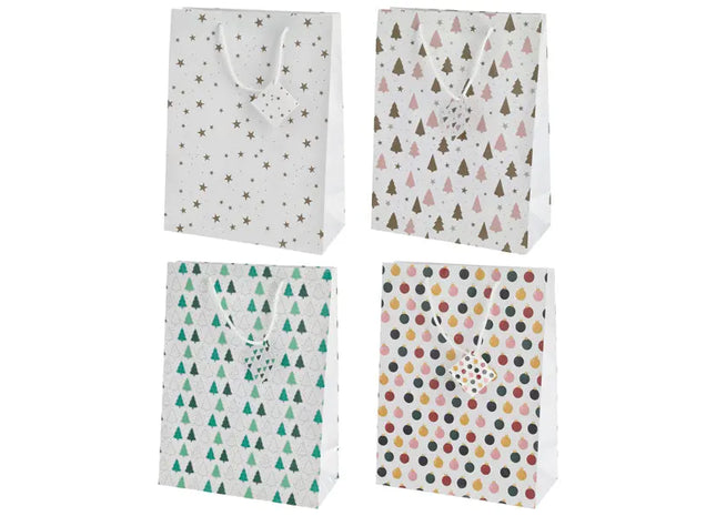 Weiße Weihnachtsgeschenktüten, Groß, 4er-Set, ca. 33cm Höhe - Festlich TK Gruppe® Grosshandel 