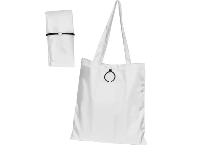 Weiße faltbare Polyester Einkaufstasche – Praktisch, langlebig, platzsparend, vielseitig TK Gruppe® Grosshandel 