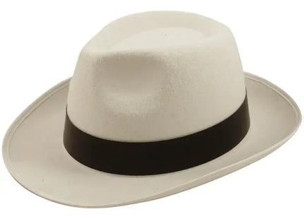 Weißer Al Capone Hut für Erwachsene | Klassischer Gangster-Fedora-Hut TK Gruppe® Grosshandel 
