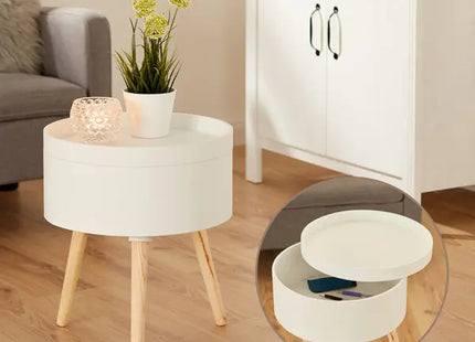 Weißer Beistelltisch mit Stauraum, 45 cm hoch - Elegantes & praktisches Design TK Gruppe® Grosshandel 