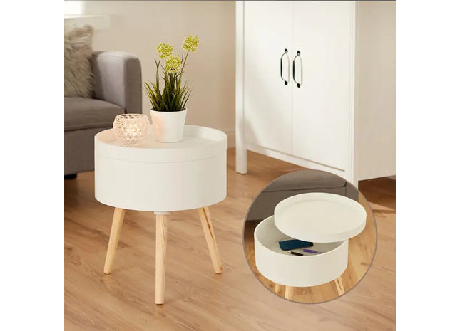 Weißer Beistelltisch mit Stauraum, 45 cm hoch - Elegantes & praktisches Design TK Gruppe® Grosshandel 
