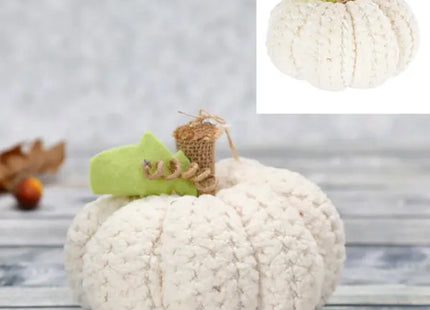 Weißer Chenille Kürbis, Dekoratives Herbst-Element, Ø 15cm TK Gruppe® Grosshandel 
