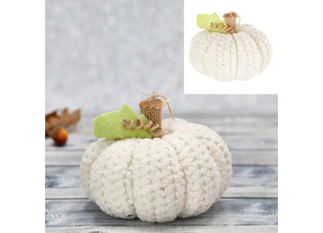 Weißer Chenille Kürbis, Dekoratives Herbst-Element, Ø 15cm TK Gruppe® Grosshandel 