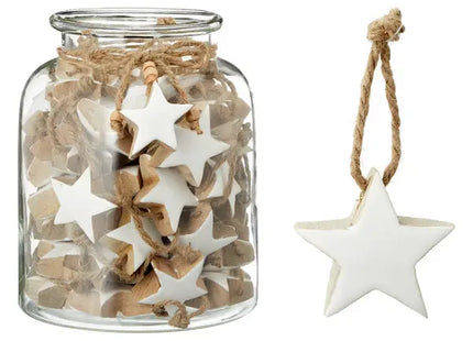 Weißer Glasanhänger, Sternform, ca. 5cmD - Elegante Dekoration für festliche Atmosphäre TK Gruppe® Grosshandel 