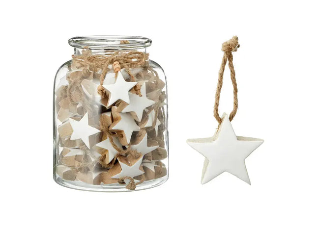 Weißer Glasanhänger, Sternform, ca. 5cmD - Elegante Dekoration für festliche Atmosphäre TK Gruppe® Grosshandel 