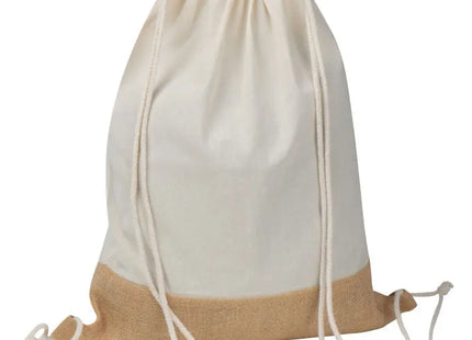 Weißer Oeko-Tex STANDARD 100 zertifizierter Gymbag mit Juteboden - Umweltfreundliche Sporttasche TK Gruppe® Grosshandel 