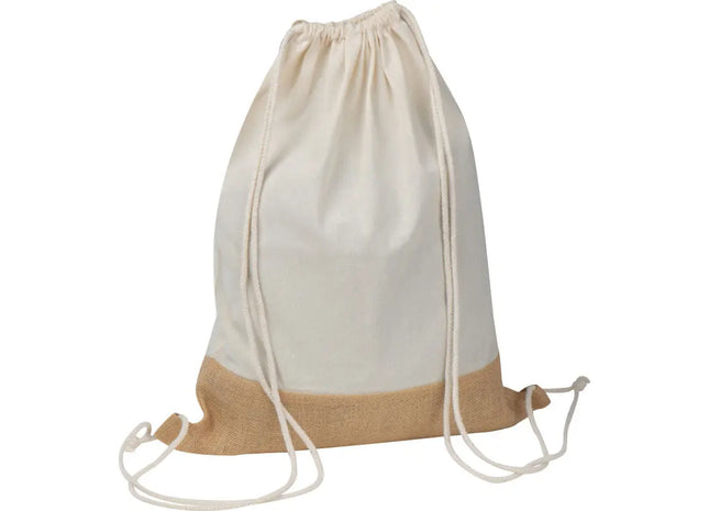 Weißer Oeko-Tex STANDARD 100 zertifizierter Gymbag mit Juteboden - Umweltfreundliche Sporttasche TK Gruppe® Grosshandel 