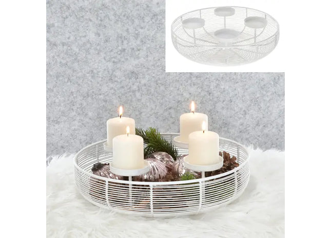 Weißer Runder Adventskranz-Rahmen, Durchmesser ca. 37 cm TK Gruppe® Grosshandel 