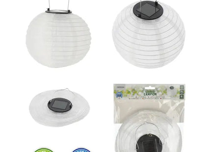Weißer Solar LED Lampion, Durchmesser ca. 20 cm TK Gruppe® Grosshandel 