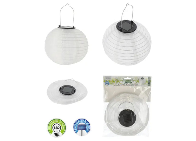 Weißer Solar LED Lampion, Durchmesser ca. 20 cm TK Gruppe® Grosshandel 