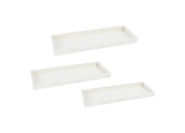 Weißes Holztablett-Set, rechteckig, 3-teilig - Elegantes Servierzubehör TK Gruppe® Grosshandel 