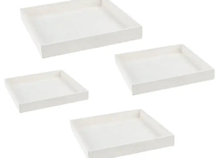 Weißes Quadratisches Holztablett-Set, 4-teilig - Elegante Servierkollektion TK Gruppe® Grosshandel 