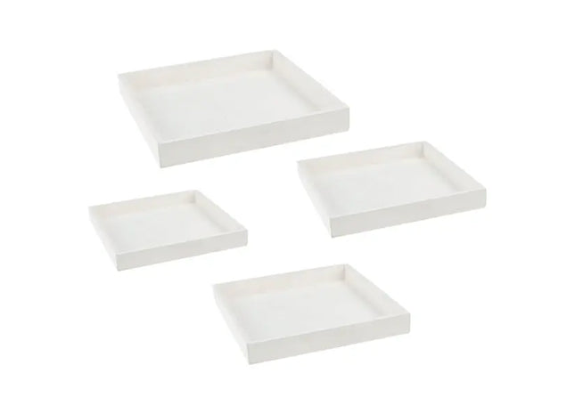 Weißes Quadratisches Holztablett-Set, 4-teilig - Elegante Servierkollektion TK Gruppe® Grosshandel 