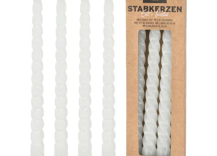 Weißes Stabkerzen-Set Gedreht, 4er Pack, 20cm - Elegantes Spiralen-Design TK Gruppe® Grosshandel 