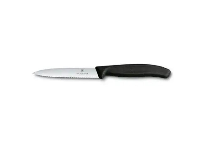 Wellenschliff Gemüsemesser 10cm in Schwarz - Scharf & Vielseitig TK Gruppe® Grosshandel 