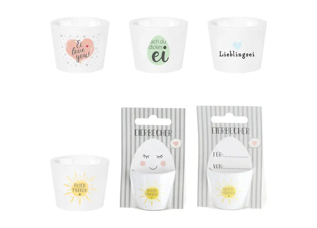 Werbe-Eierbecher-Set auf Karte, 4er Pack, Höhe ca. 7 cm TK Gruppe® Grosshandel 