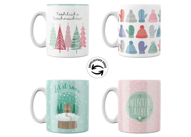 Werbe-Weihnachtsbecher-Set, 4er Pack, 300ml, Höhe 9,5 cm TK Gruppe® Grosshandel 