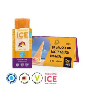 Werbekarte Long mit Zebra Ice Eistee – Erfrischend anders TK Gruppe® Grosshandel 