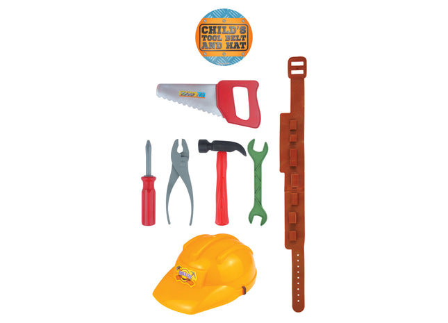 Werkzeuggürtel-Set für Kinder, 7-teilig mit Hut, Spielzeug für junge Baumeister TK Gruppe® Grosshandel 