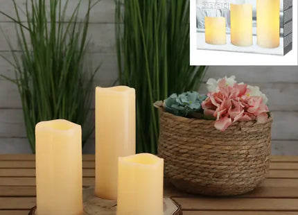 Wetterfestes LED Kerzen-Set für Außen, 3-teilig mit Timer TK Gruppe® Grosshandel 