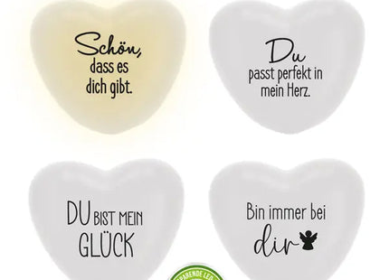 White LED Heart with Inspirational Sayings, 4-Pack, 6.5cm, Perfect Gift Item TK Gruppe® Grosshandel 