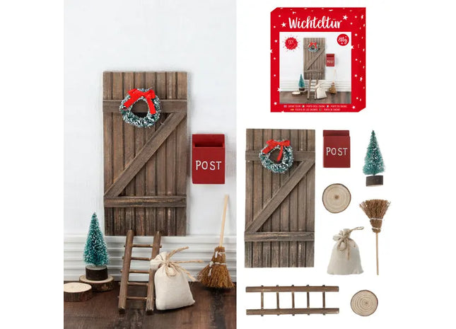 Wichteltür Miniatur Set, 8-teilig, in Farbbox – Magische Weihnachtsdekoration TK Gruppe® Grosshandel 