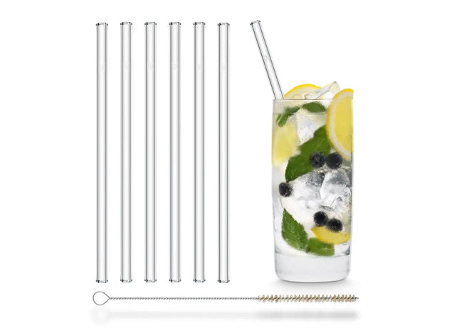 Wiederverwendbare Glas Trinkhalme 15 cm im 6er Set - Mit Individueller Verpackung TK Gruppe® Grosshandel 