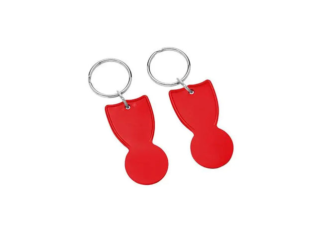 Wiederverwendbarer 1€ Einkaufswagen-Chip mit Ring, Leuchtend Rot TK Gruppe® Grosshandel 