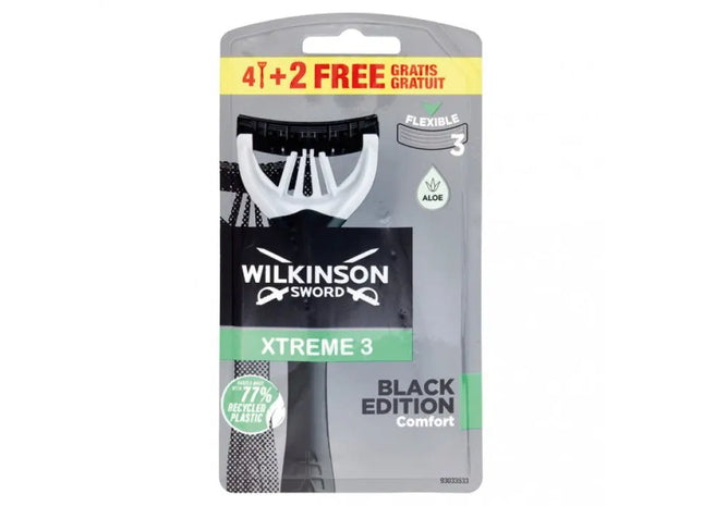 Wilkinson Xtreme3 Black Edition Einwegrasierer, 4+2 Set - Präzises & Glattes Rasieren TK Gruppe® Grosshandel 