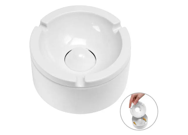 Windfester Aschenbecher in Weiß mit Abnehmbarem Deckel - Ideal für Draußen TK Gruppe® Grosshandel 