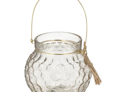 Windlicht Glas mit Bügel, 12 cm hoch – Stilvolle Dekokerzenhalter | Moderne Hängelampe TK Gruppe® Grosshandel 