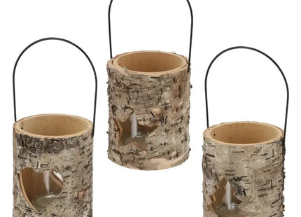 Windlicht Rinde zum Hängen, 3er-Set, 13 cm hoch – Natürliche Kerzenhalter | Einzigartige Leuchten TK Gruppe® Grosshandel 