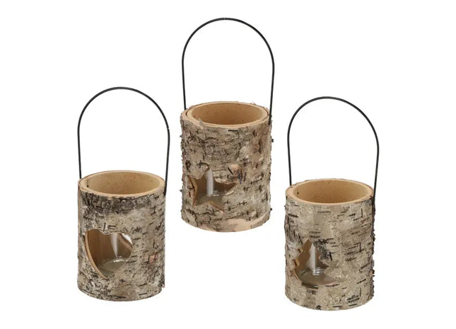 Windlicht Rinde zum Hängen, 3er-Set, 13 cm hoch – Natürliche Kerzenhalter | Einzigartige Leuchten TK Gruppe® Grosshandel 