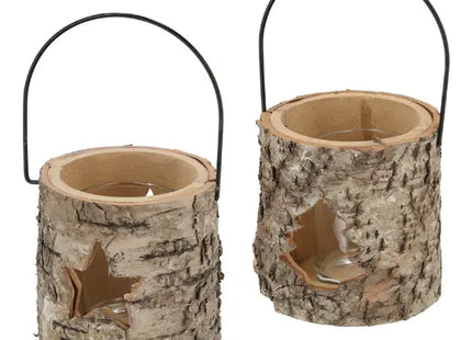 Windlicht Rinde zum Hängen, 3er-Set, 9 cm hoch – Rustikale Natürliche Kerzenhalter TK Gruppe® Grosshandel 