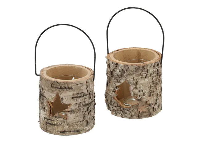 Windlicht Rinde zum Hängen, 3er-Set, 9 cm hoch – Rustikale Natürliche Kerzenhalter TK Gruppe® Grosshandel 