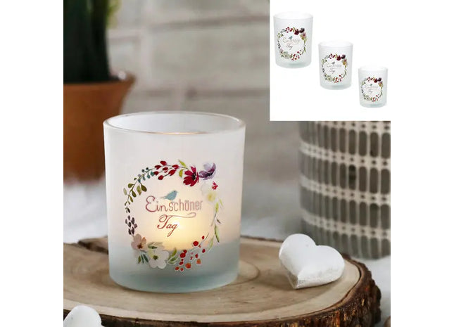 Windlicht-Set Ein schöner Tag, 3 Stück, 10x12,5cm – Inspirierende Dekoration TK Gruppe® Grosshandel 
