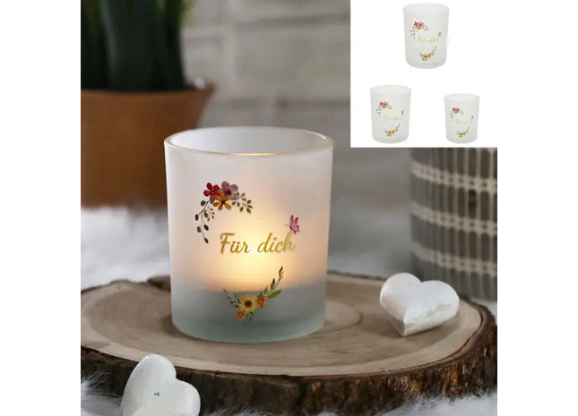 Windlicht-Set Für Dich, 3 Stück, 10x12,5cm – Persönliche Raumbeleuchtung TK Gruppe® Grosshandel 