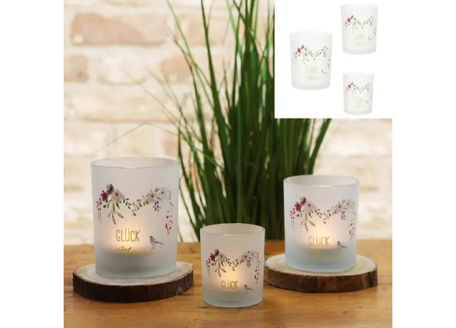 Windlicht-Set 'Glücksmoment', 3 Stück, 10x12,5cm – Stimmungsvolle Beleuchtung TK Gruppe® Grosshandel 