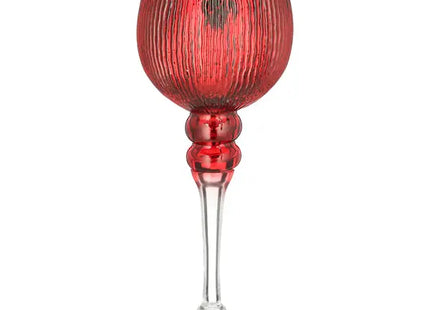 Windlicht auf Fuß, Rot, Rillen, L, ca. 30cm Höhe – Stilvolle Dekoration für innen und außen TK Gruppe® Grosshandel 